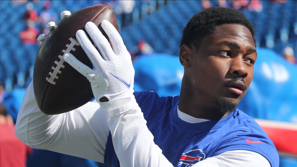 Buffalo Bills wide receiver Stefon Diggs (14) warms up prior to the first  half of an NFL footba …