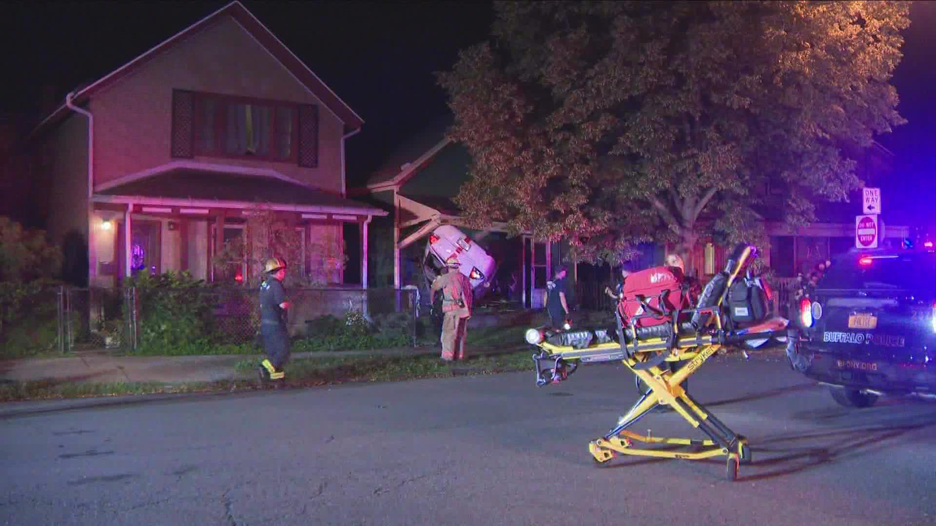 Buffalo police are investigating an overnight crash, where a vehicle drove into a home. Police say the people inside of the vehicle fled from the scene on foot.