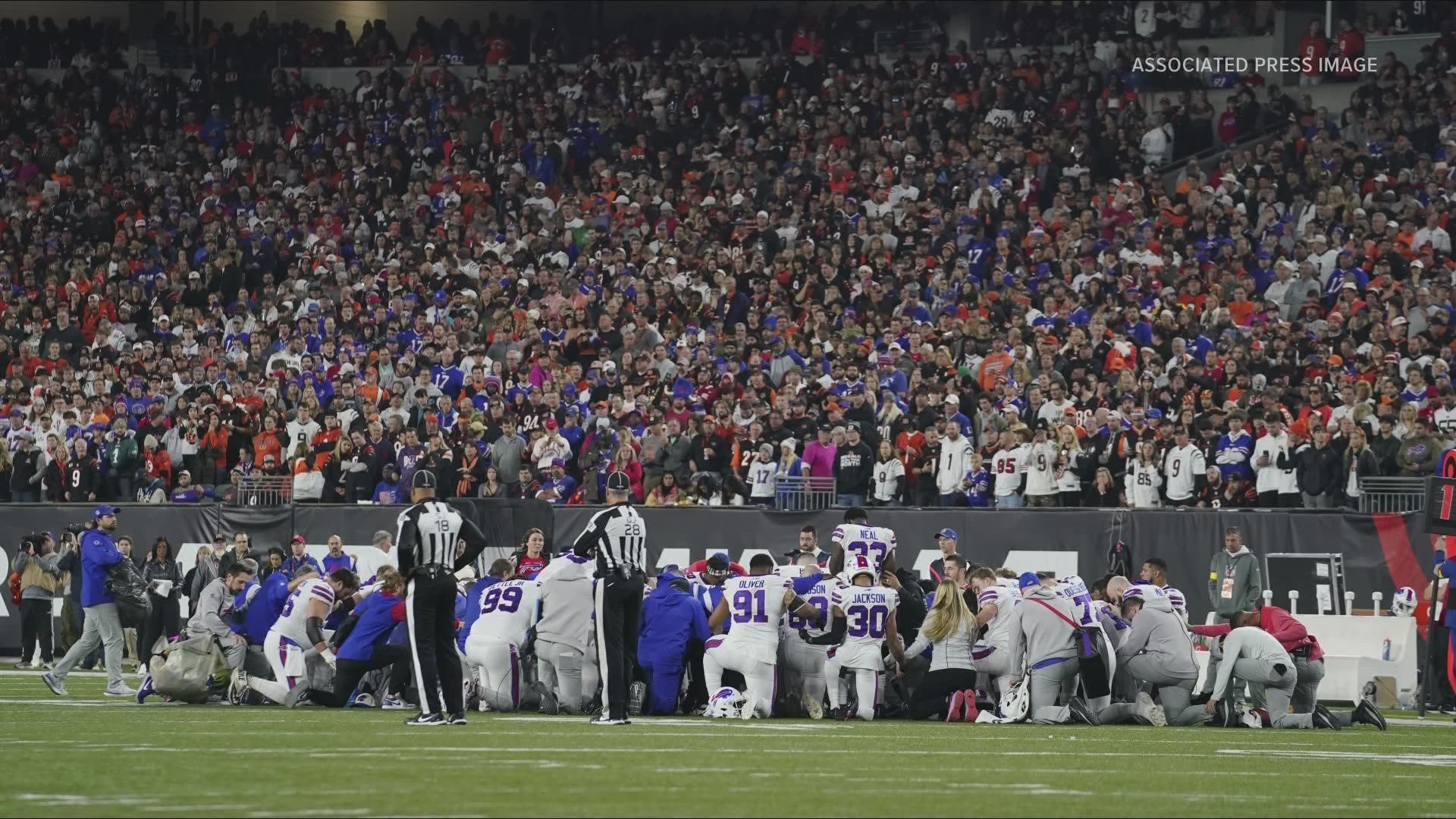Hamlin collapsed from cardiac arrest at Monday's game against the Bengals. He had to be resuscitated on the field.