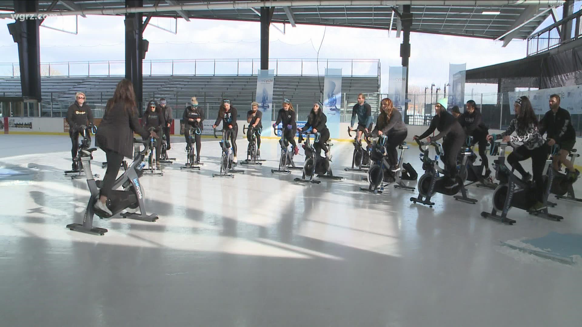 Cycling classes of hundreds of people will be on the ice at Riverworks... to raise money for Roswell.
13 local fitness studios will be a part of it..