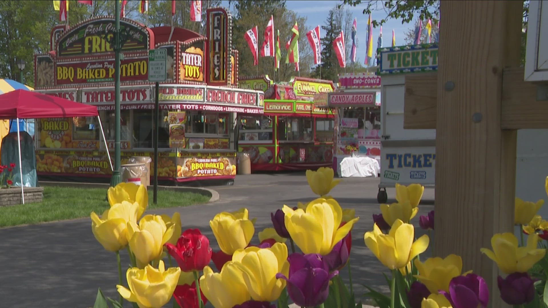 The 67th annual festival in Holland kicked off Friday with carnival rides, games, and a pageant.