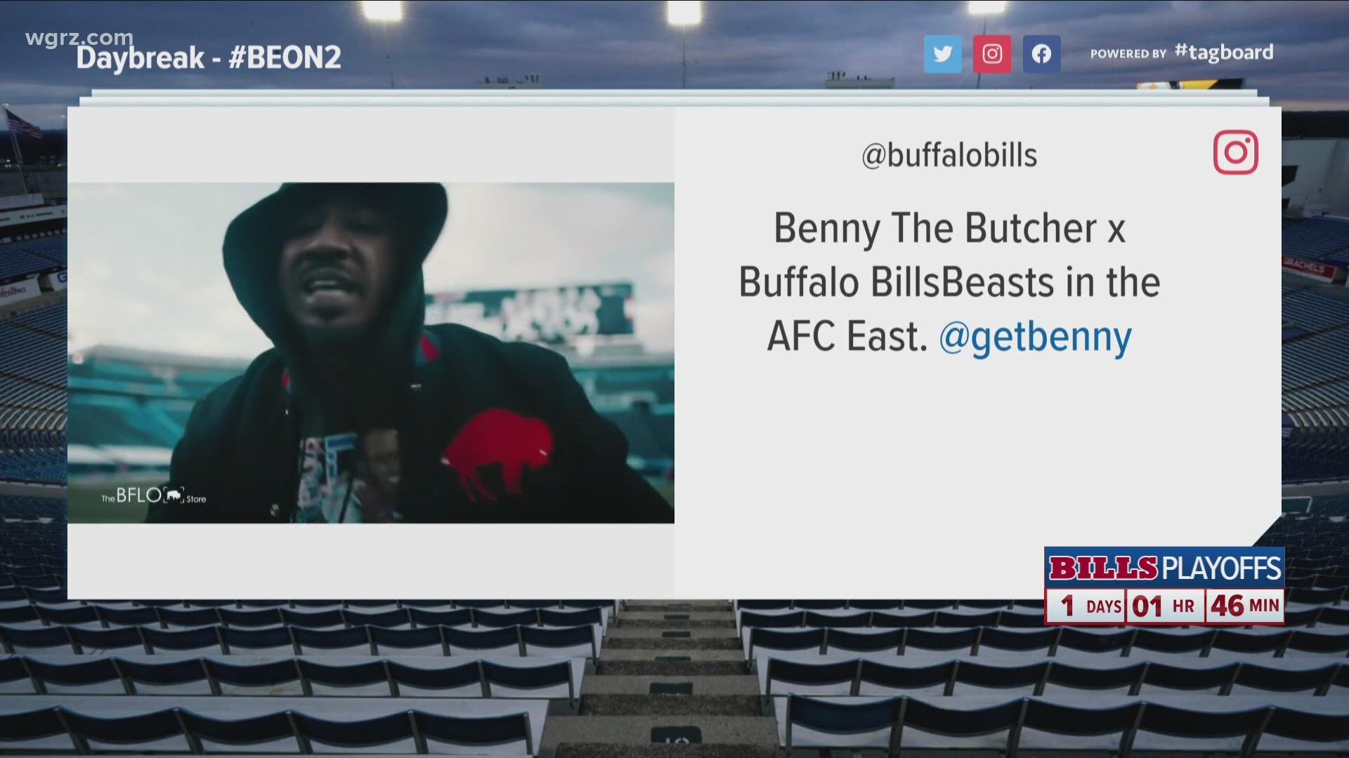 Before his music career took off, Benny was a suite custodian at the stadium on Bills Sundays.