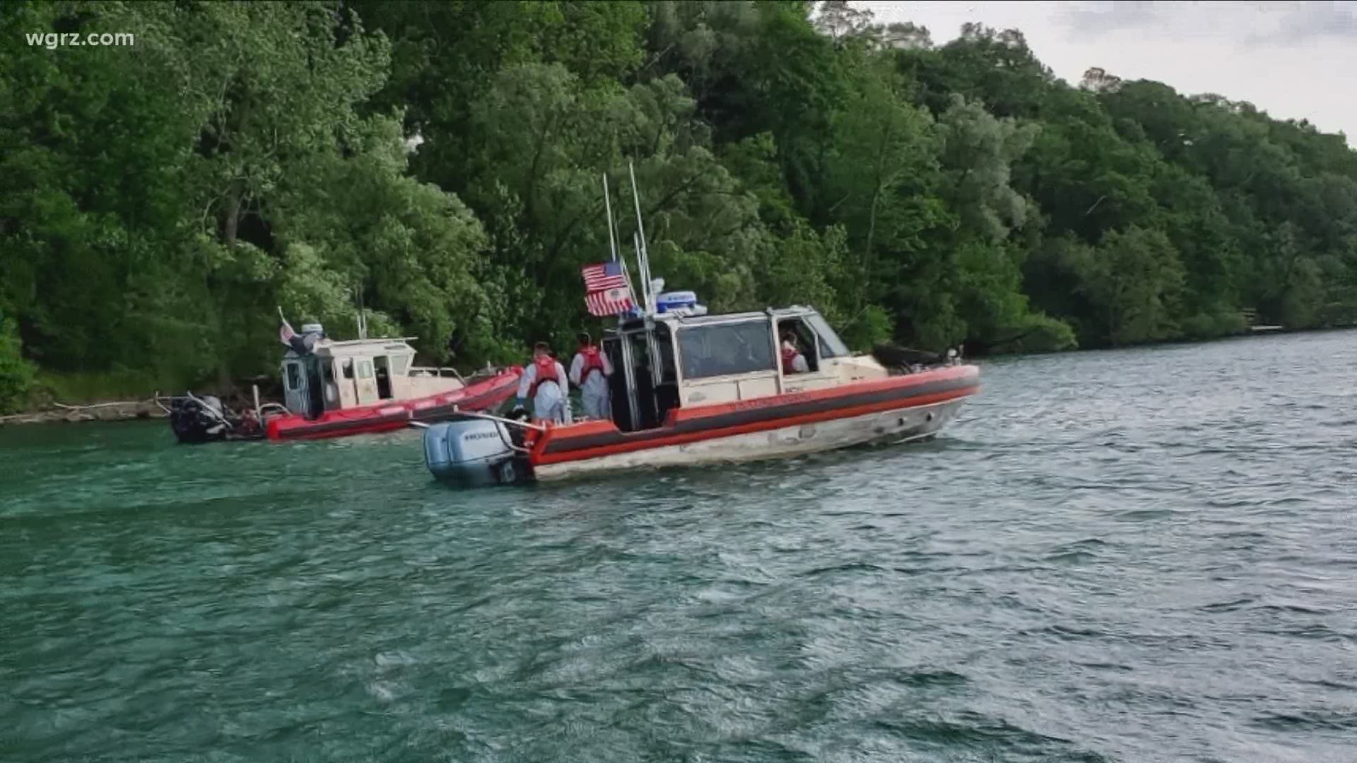 A viewer sent us pictures of deputies out on the river after that discovery off the shore of Youngstown just after noon today.