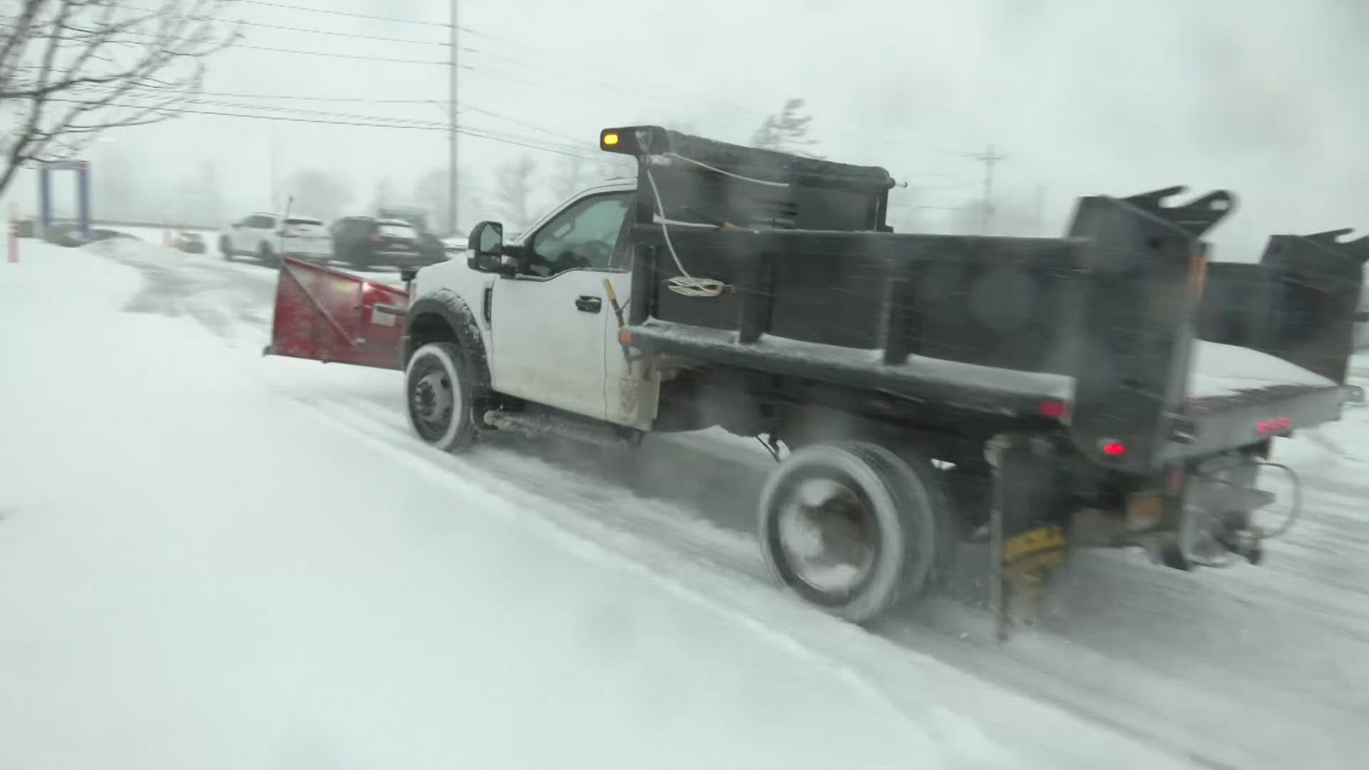 Roads are open but the county is advising against any unnecessary travel in areas receiving the brunt of the lake effect snow band.