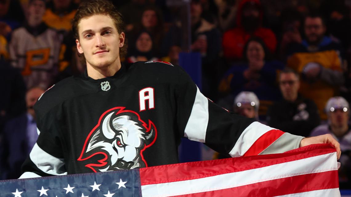 Tage Thompson arrives in Italy for the Winter Olympics