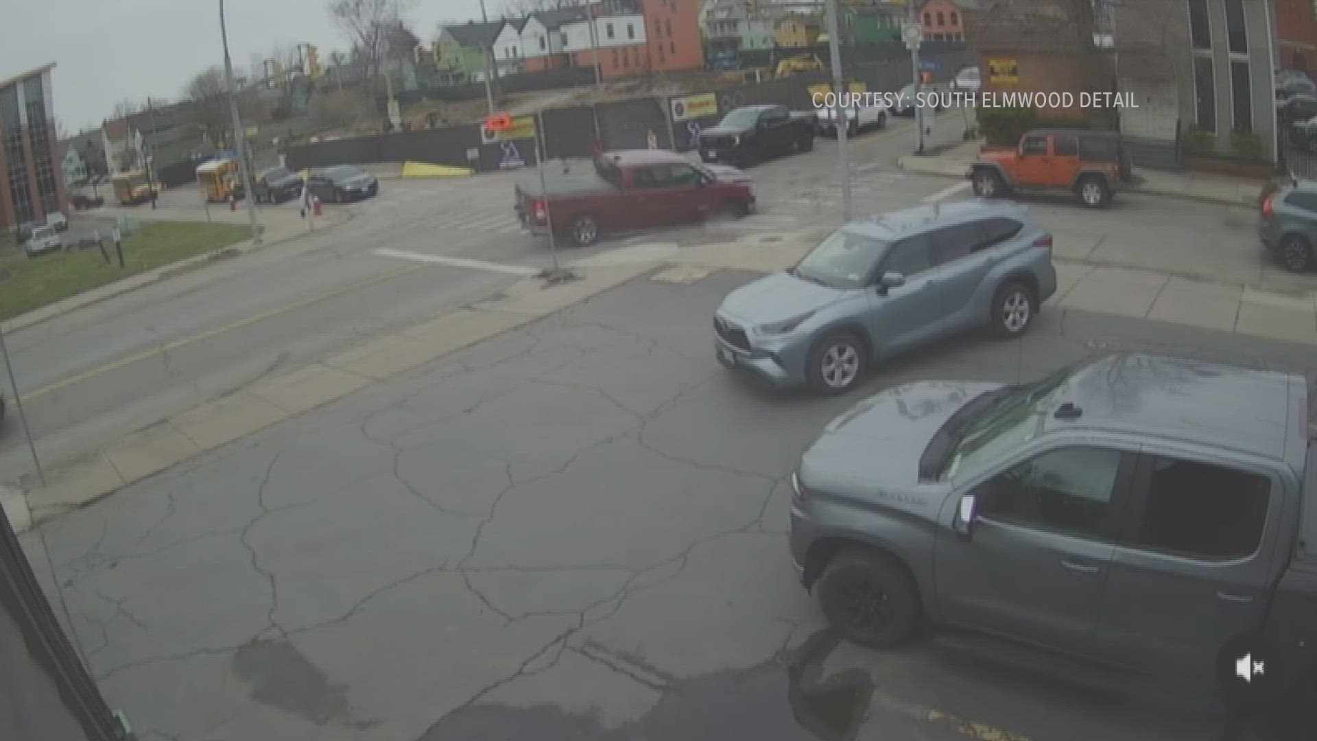 Truck gets stuck in large pothole in Buffalo on Elmwood and W. Tupper.  (Video Courtesy: South Elmwood Detail)