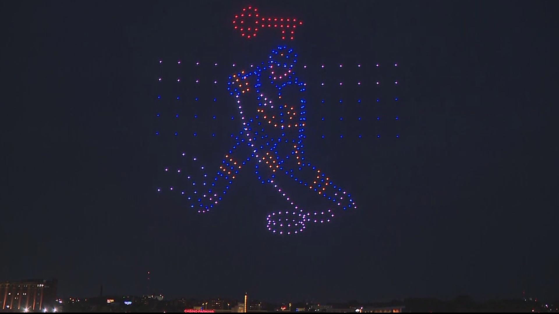 A "Surprise in the Sky" was planned over KeyBank Center on Wednesday night. The 10-minute drone show featured images related to the Sabres, Bandits, and concerts.