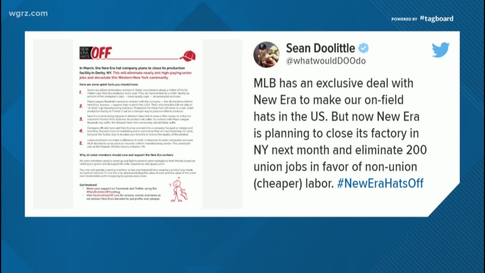 MLB player tweets support of New Era workers