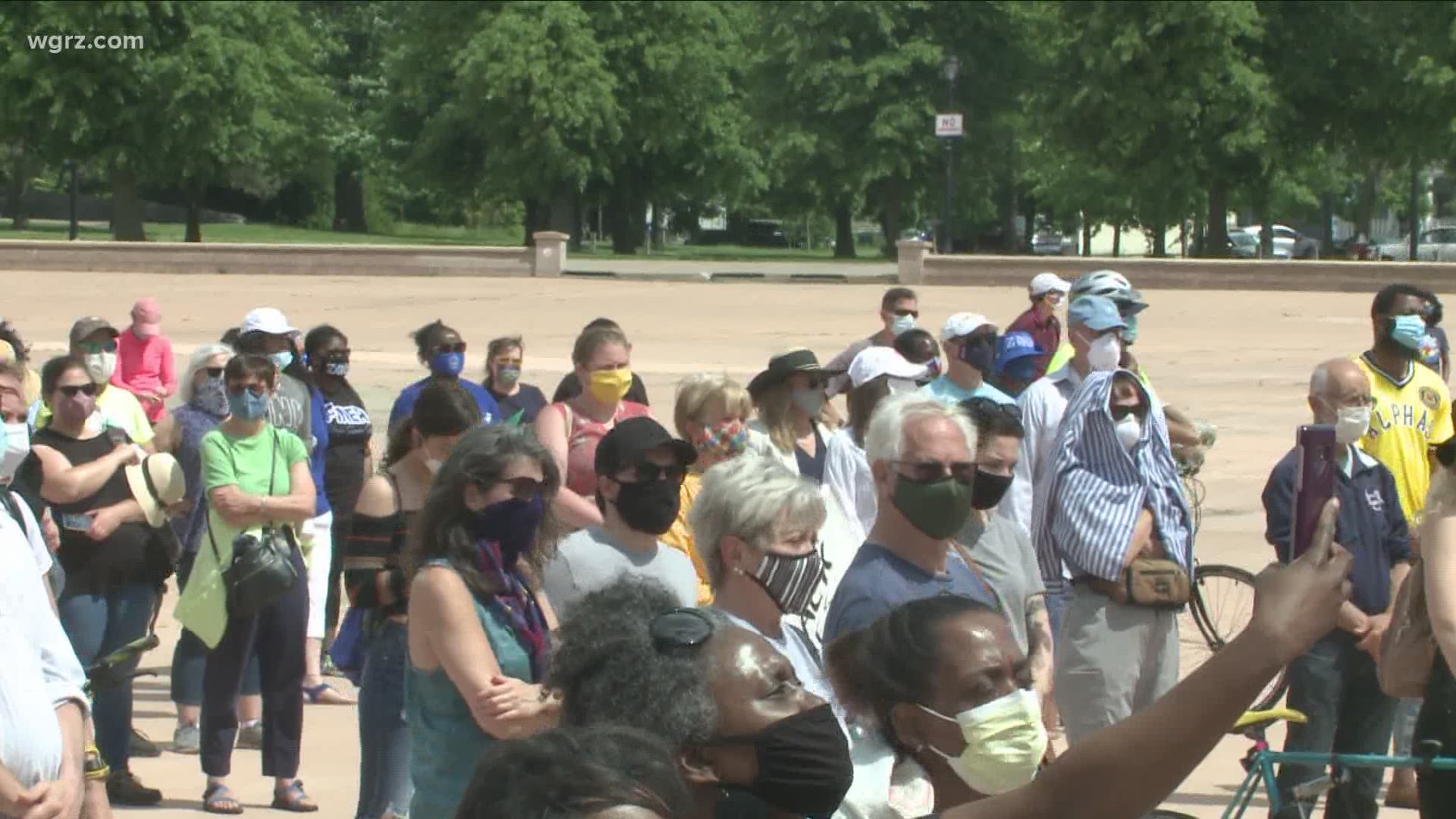 Numerous speakers from the interfaith clergy along with community groups and advocates told the crowd that they were asking for prayers and for peace to heal.