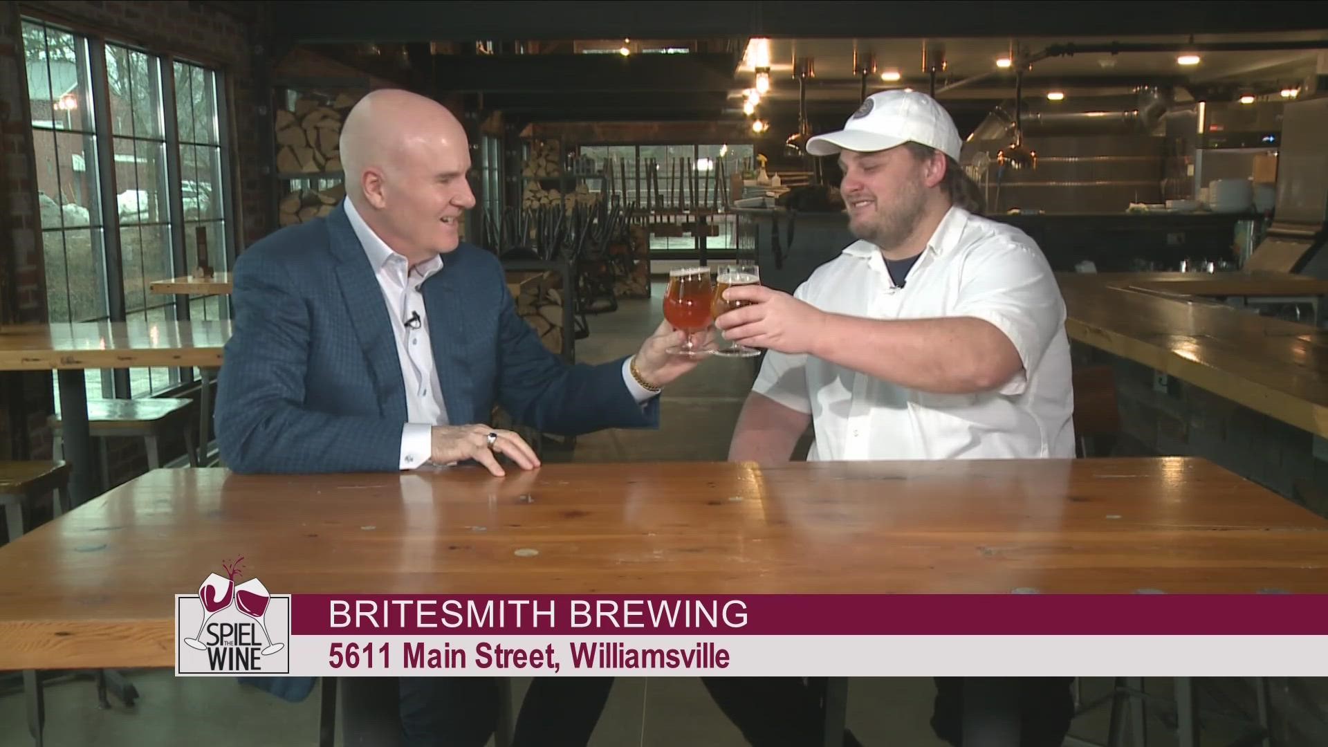 Kevin chats with Chef Ross Warhol at Britesmith Brewing