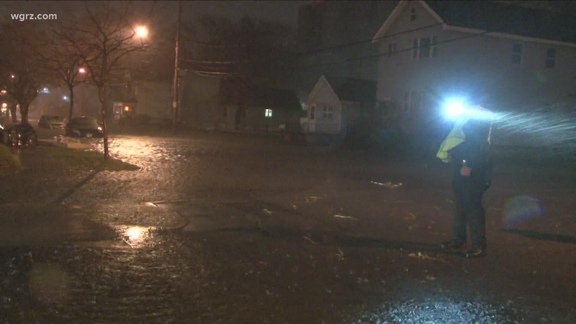 Large tree branches blocked traffic, then all of a sudden a rush of water flooded the Old First Ward in Buffalo, causing streets to be shutdown.