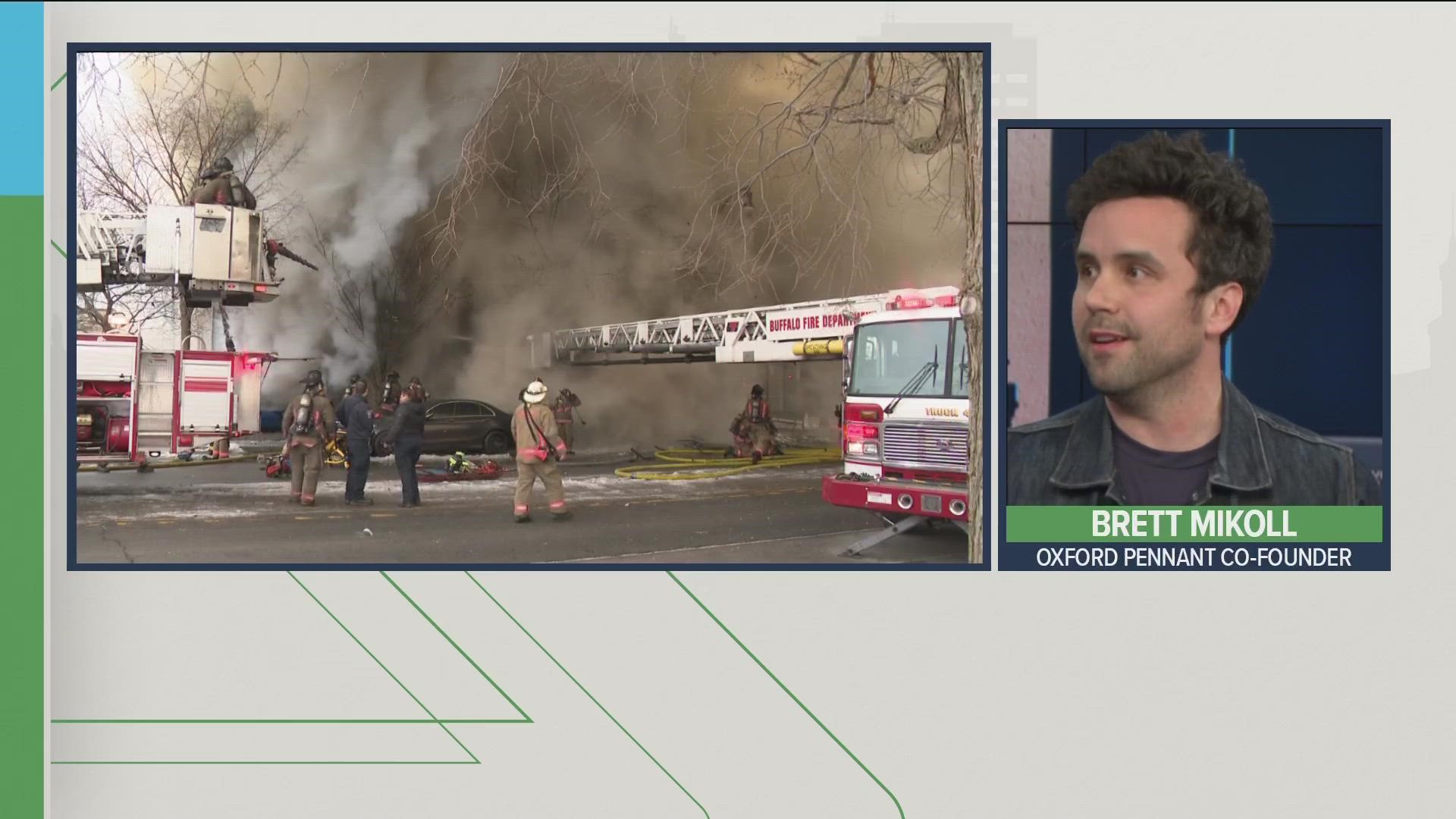 Brett Mikoll, the co-founder and creative director of Oxford Pennant, talked about how they are helping out firefighter Jason Arno's family this weekend.