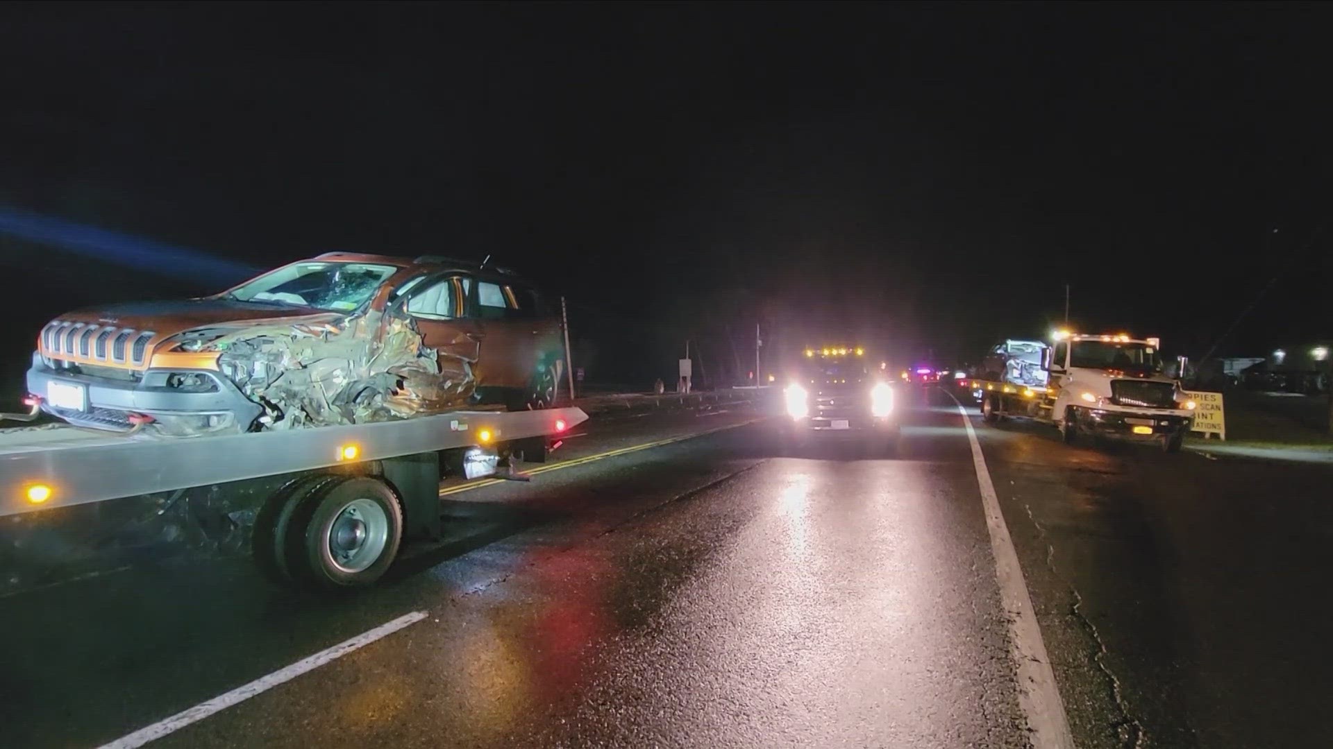 The Genesee County Sheriff's Office says 68-year-old Maryellen Wilber was driving westbound when her car crossed over lanes and hit a Ford F-350 and a Jeep Cherokee.