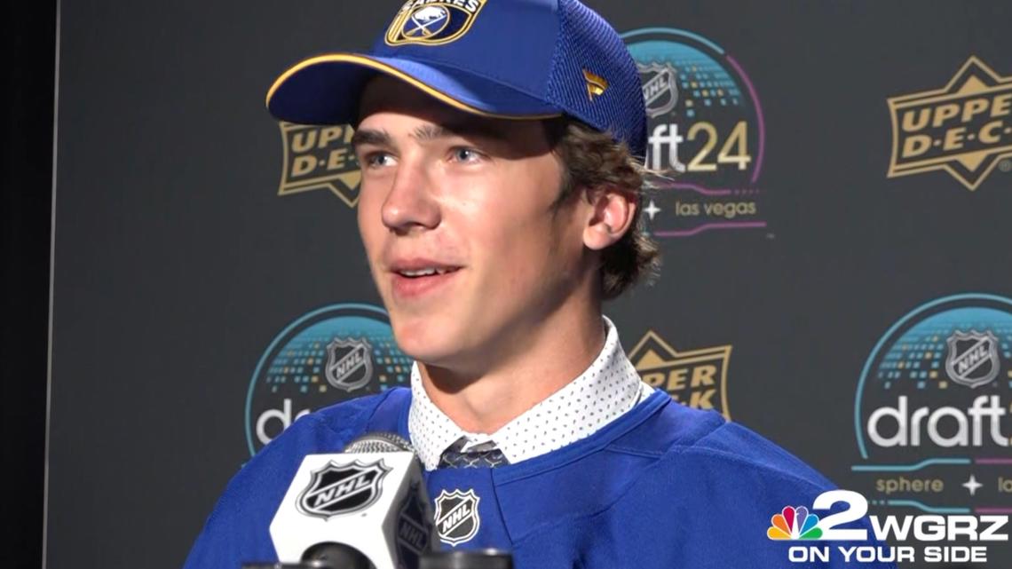 Sabres 4th round pick Luke Osburn speaks to media after being drafted ...