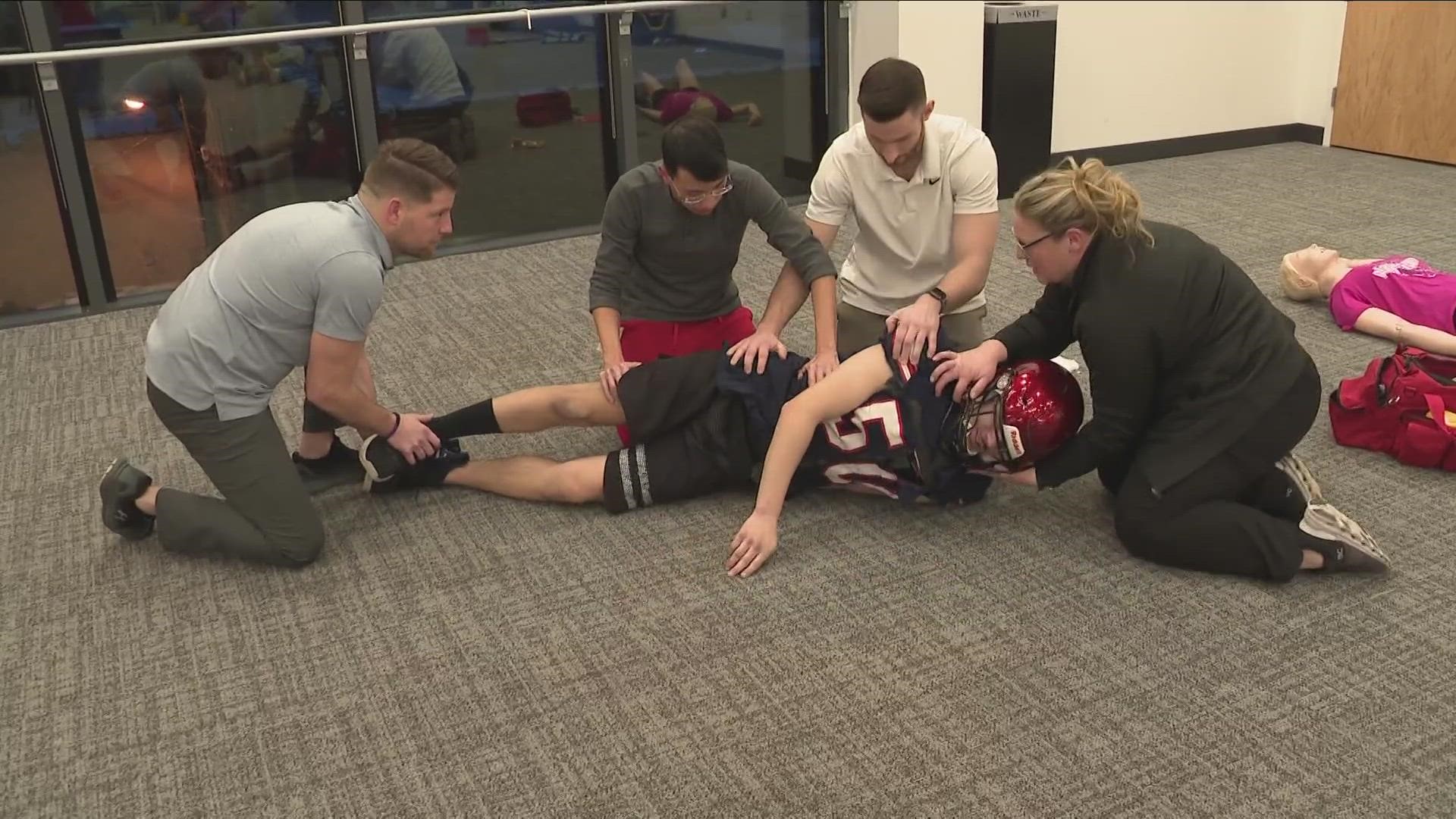 D'Youville University held a hands-on first aid training course for coaches