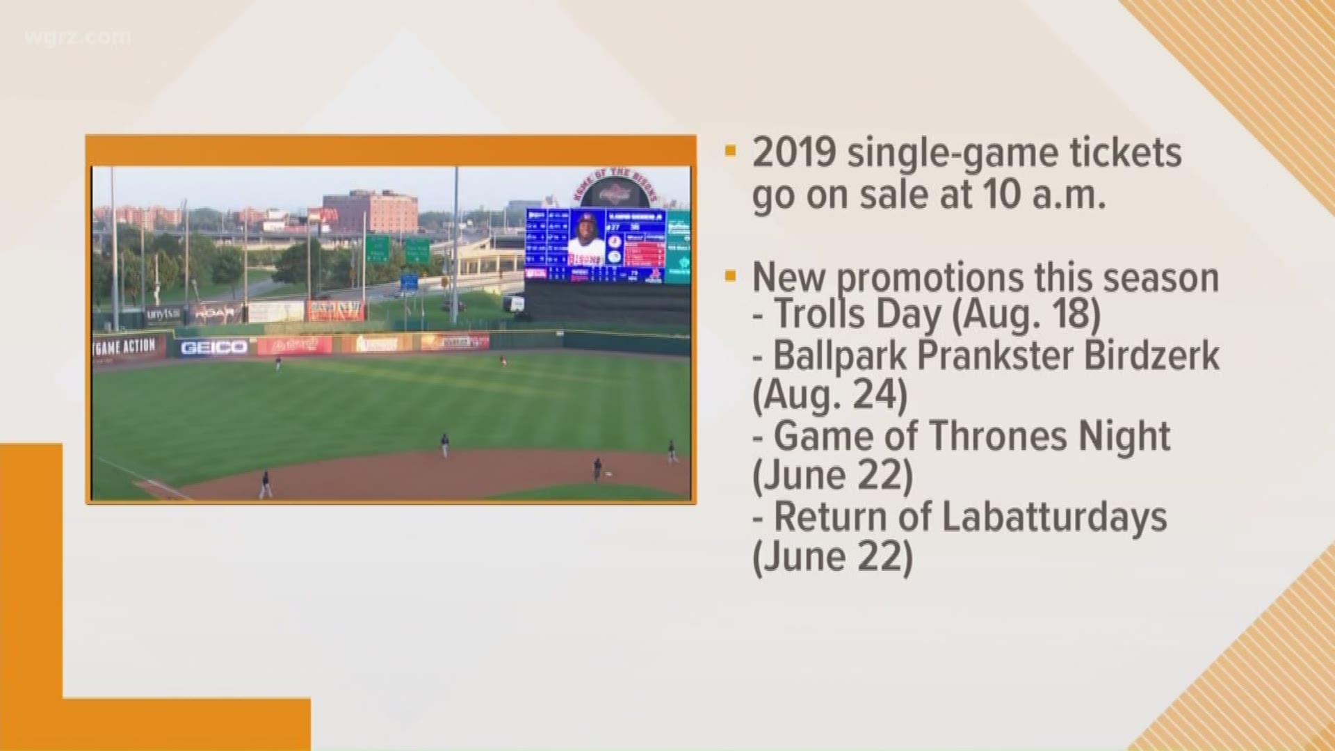 Bisons single game tickets go on-sale