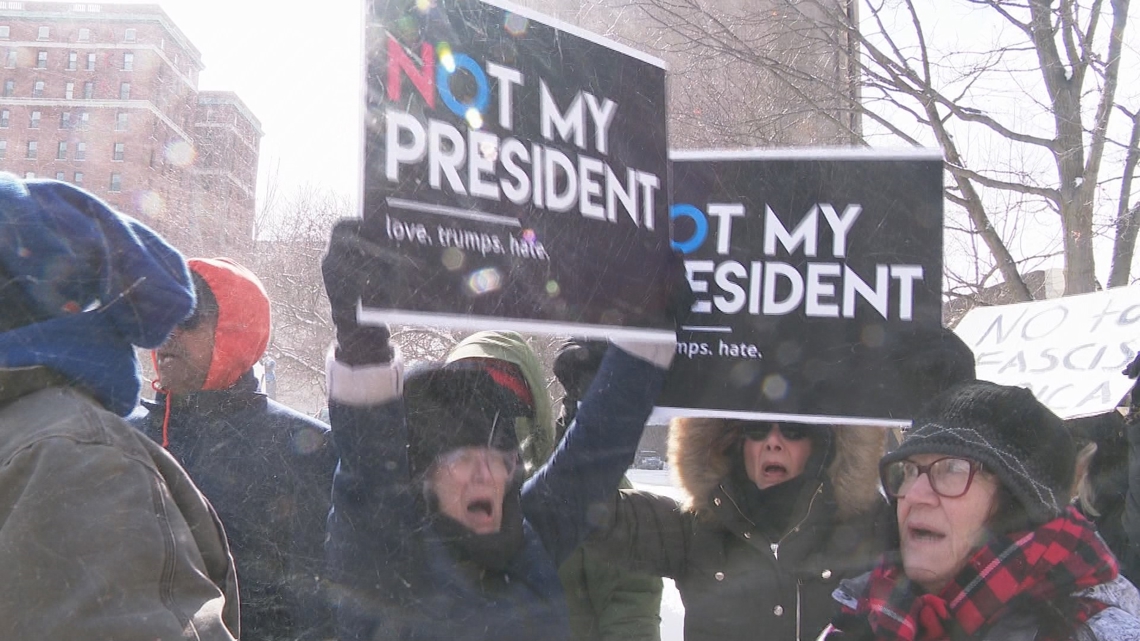 Protest against President Donald Trump held in Niagara Square