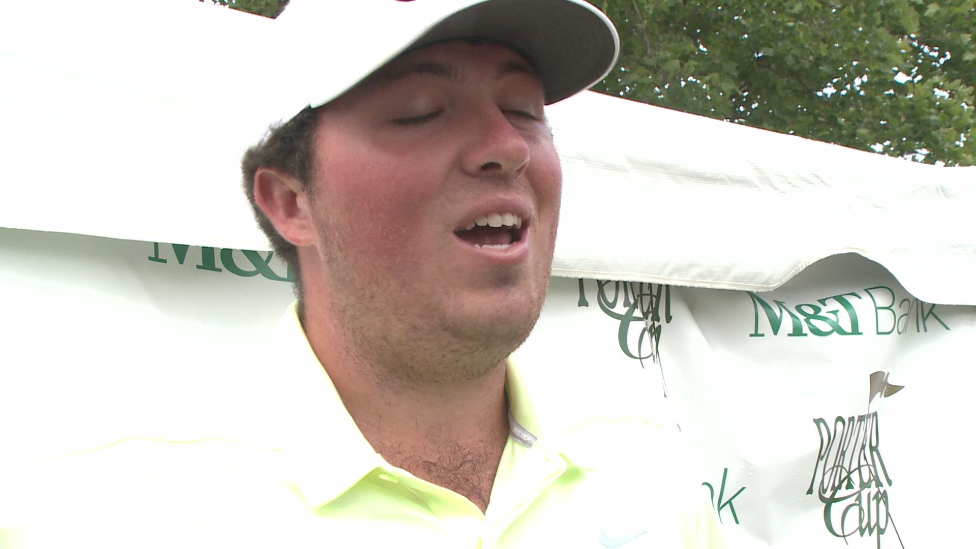 Chris Walsh reacts to winning the 60th annual Porter Cup golf tournament.