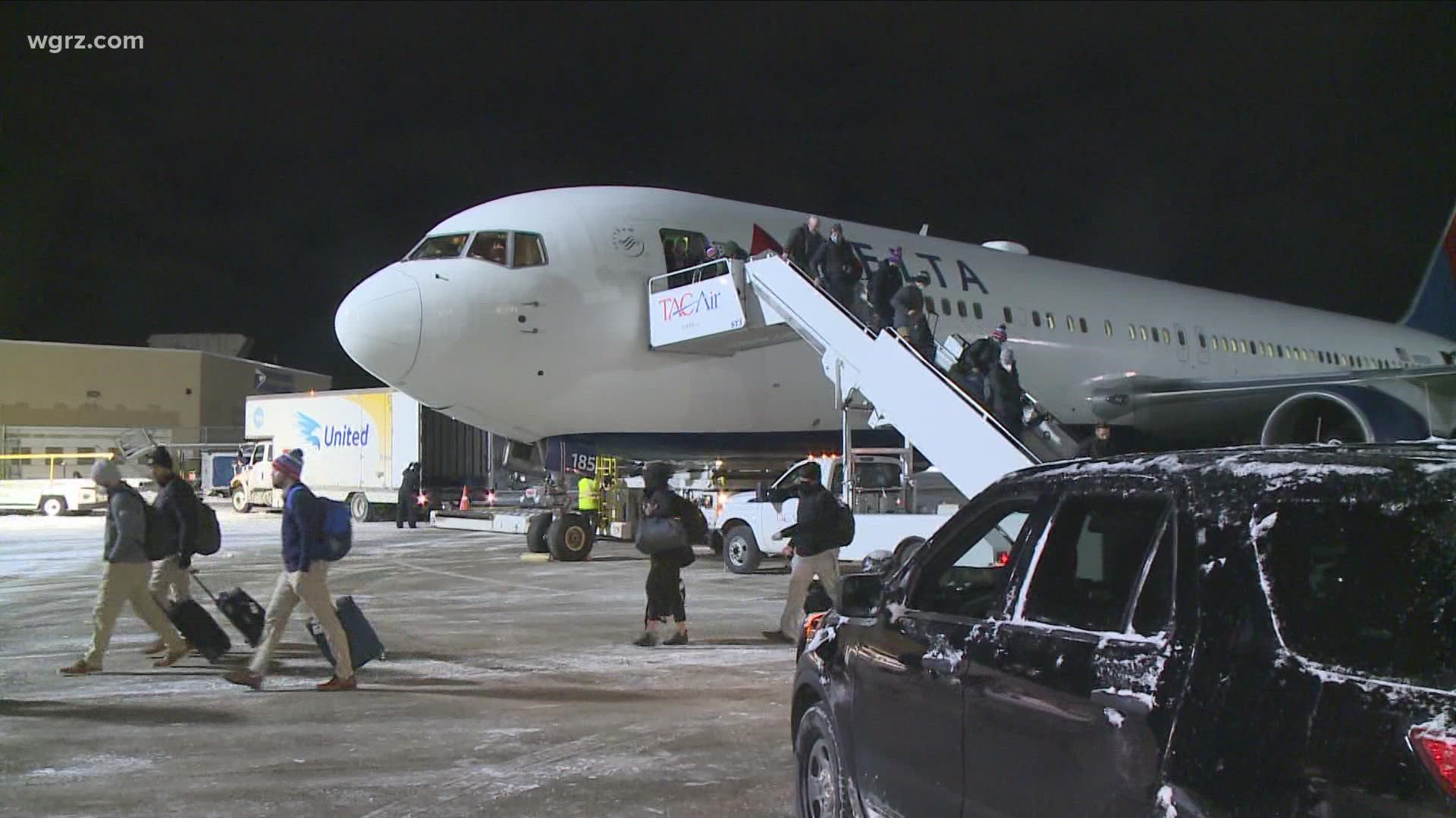 Bills fans started arriving to the airport by 12:30 a.m. but the team didn't land until close to 3 a.m.