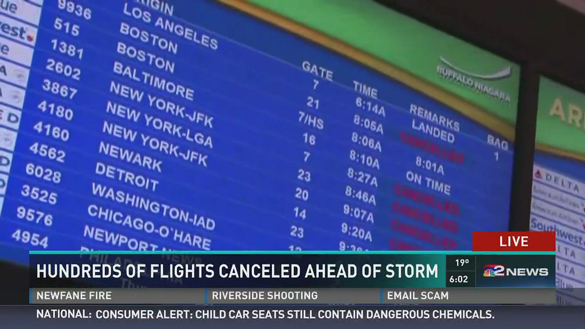 Daybreak has live team coverage on the Northeastern Storm affecting flights out of Buffalo.
