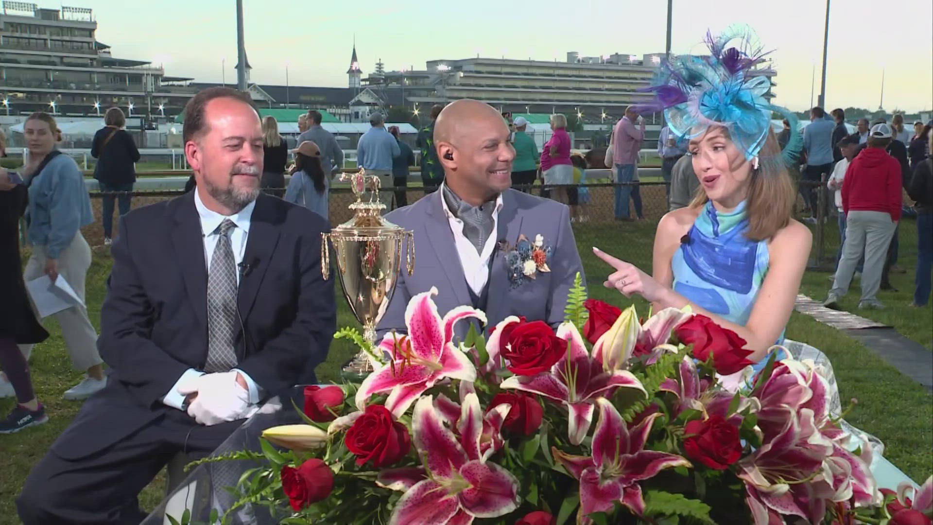 After touring many Krogers throughout Louisville, the Kentucky Derby 150 trophy is here at Churchill Downs.