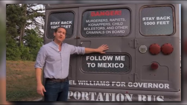 Georgia gubernatorial candidate goes on campaign tour with his 'deportation bus'