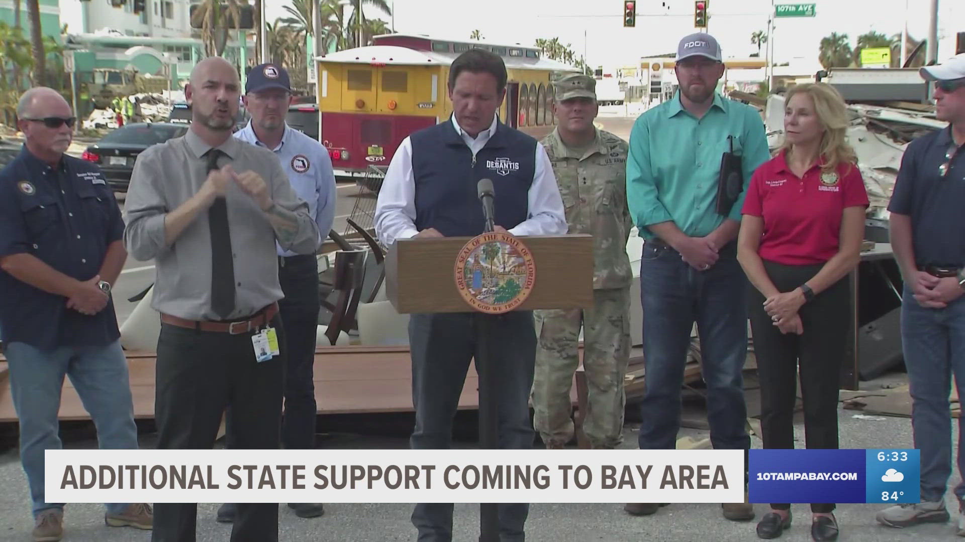 Florida Gov. Ron DeSantis and other state officials provided the latest updates on recovery efforts from Hurricane Milton Sunday in Treasure Island.