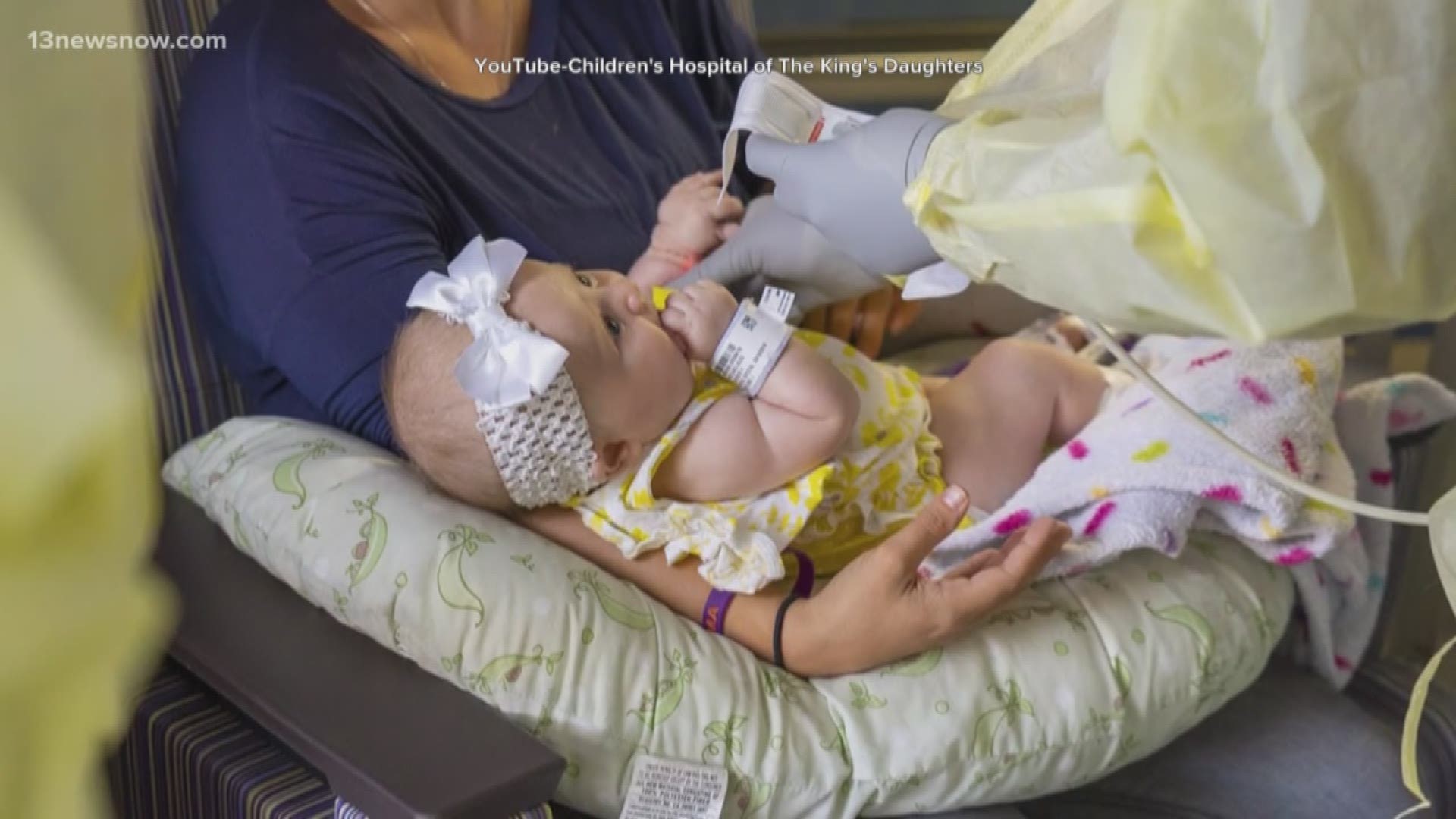 A 3-month-old girl at CHKD is the first child in Virginia, and one of the first in the country, to receive a new gene therapy drug just approved by the FDA. Kaeli Price, from North Carolina, was diagnosed with spinal muscular atrophy at 8-weeks-old.