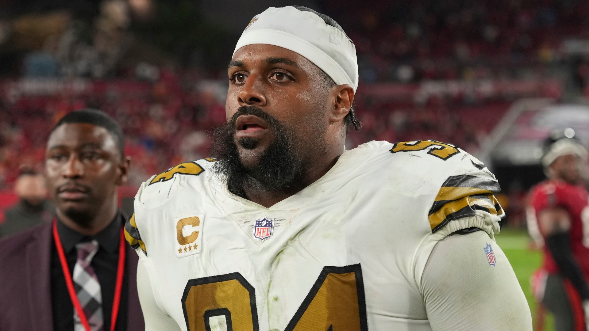 Saints defensive end Cam Jordan talked to media about his charity event being interrupted by gunshots in the French Quarter on Tuesday, Dec. 12, 2023.