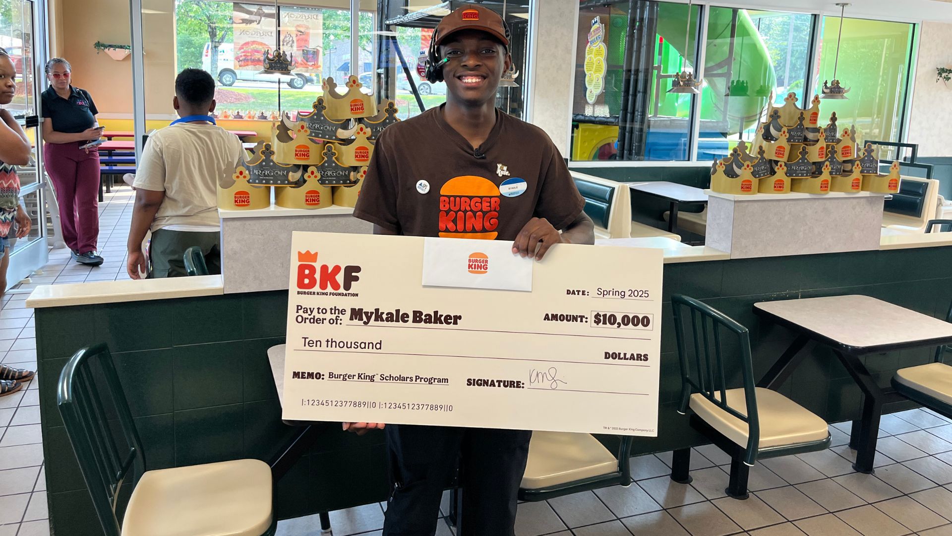 Mykale Baker rushed to help out at work after his graduation in Dacula, Georgia. A mom saw him and was inspired. Now, the Burger King Foundation is stepping in.