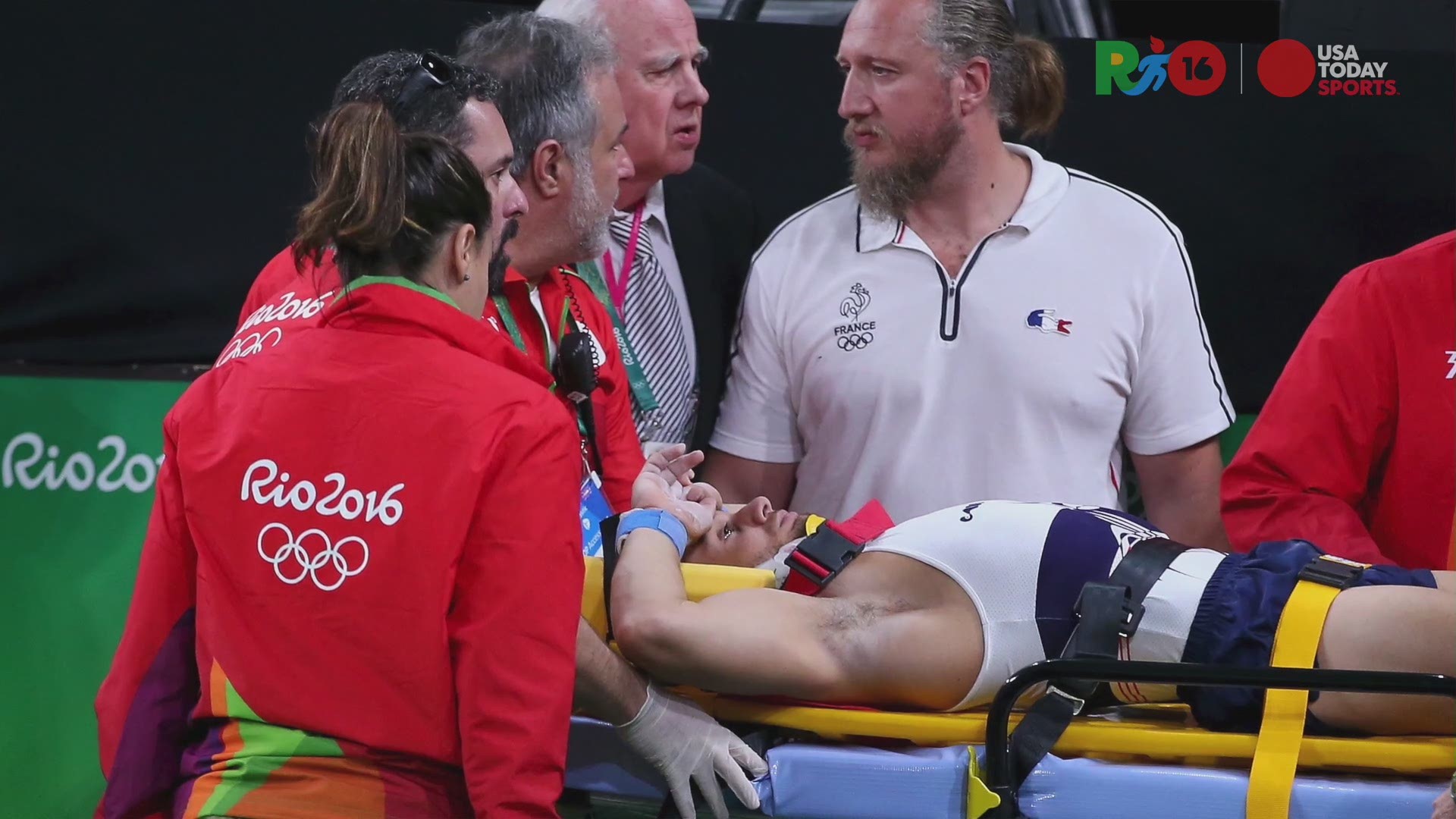 Injured Olympic Gymnast Samir Ait Said Put On Stretcher Then Dropped Wgrz Com